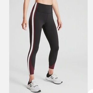 Athleta Crunch 7/8 tights burgundy and black